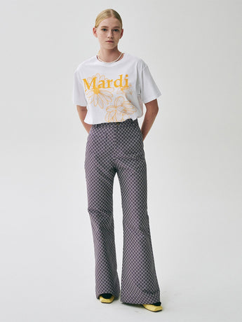 FLARE PANTS FLOWER JACQUARD_PURPLE