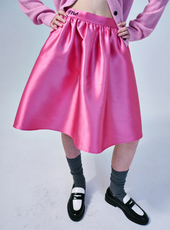 VOLUME MIDI SKIRT CRAPE_PINK NAVY