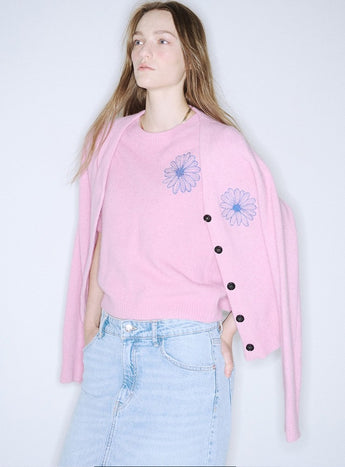 RACCOON BLENDED CARDIGAN V NECK_PINK BLUE