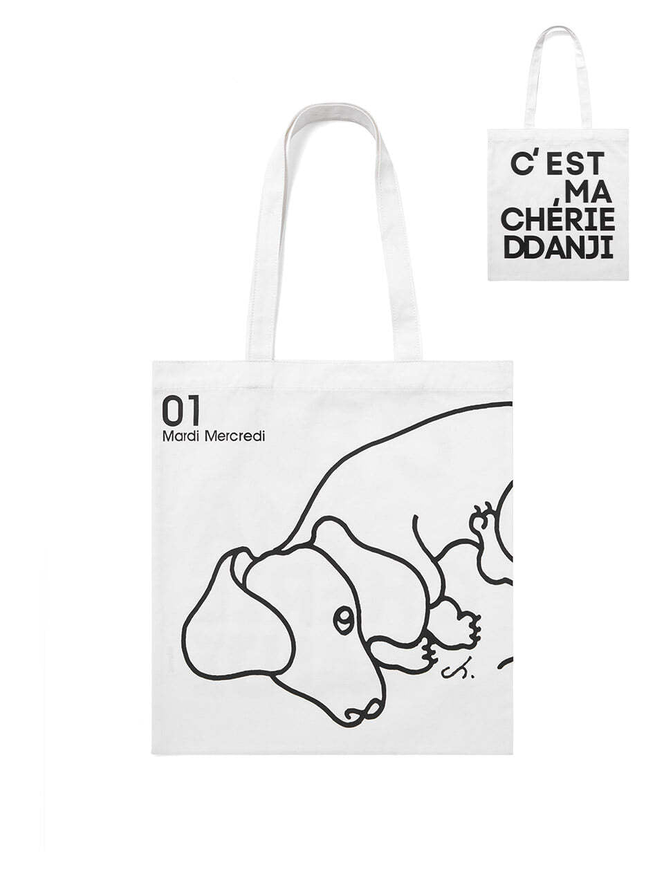 CANVAS BAG DDANJI CH.01_WHITE BLACK