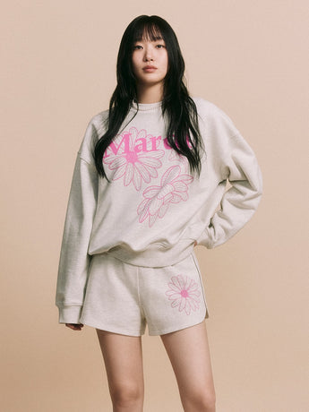 SWEATSHIRT TRIPLE FLOWER_OATMEAL PINK