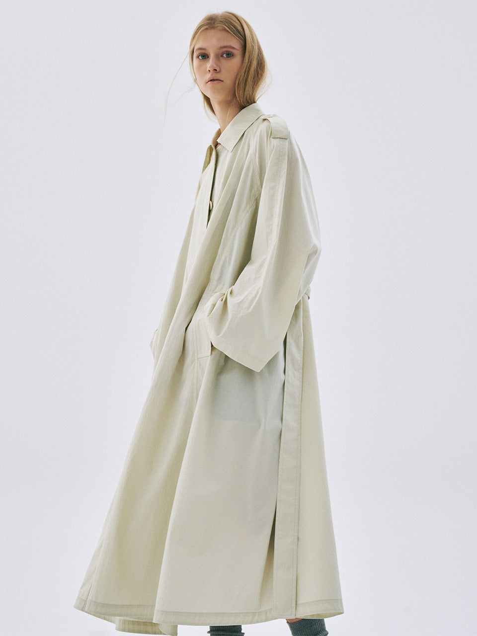 BELTED TRENCH COAT RAGLAN_CREAM
