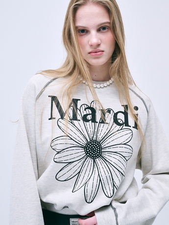 SWEATSHIRT RAGLAN FLOWERMARDI_OATMEAL BLACK
