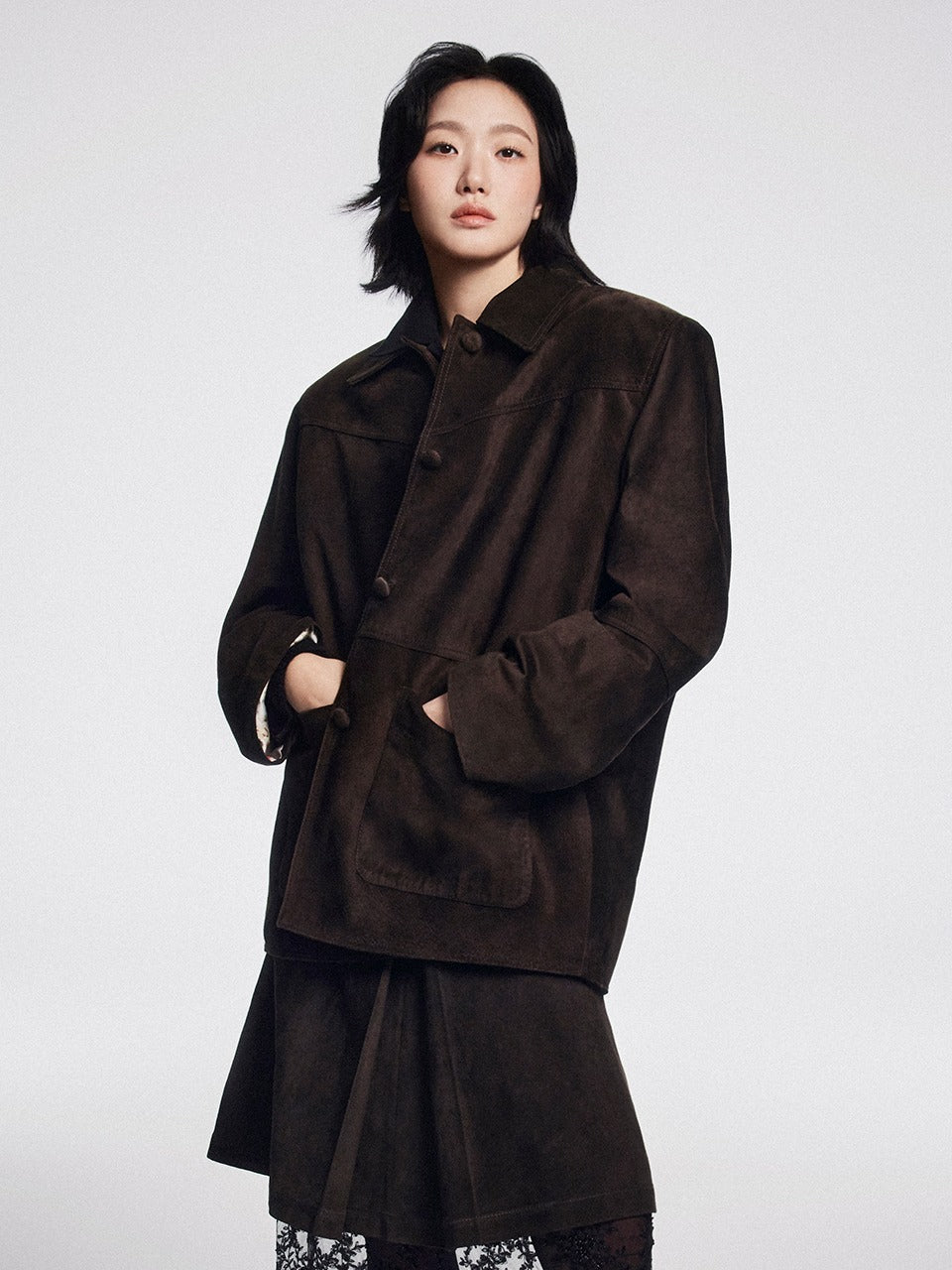 SUEDE OVERSIZED JACKET_BROWN