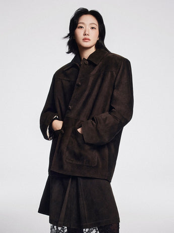 SUEDE OVERSIZED JACKET_BROWN