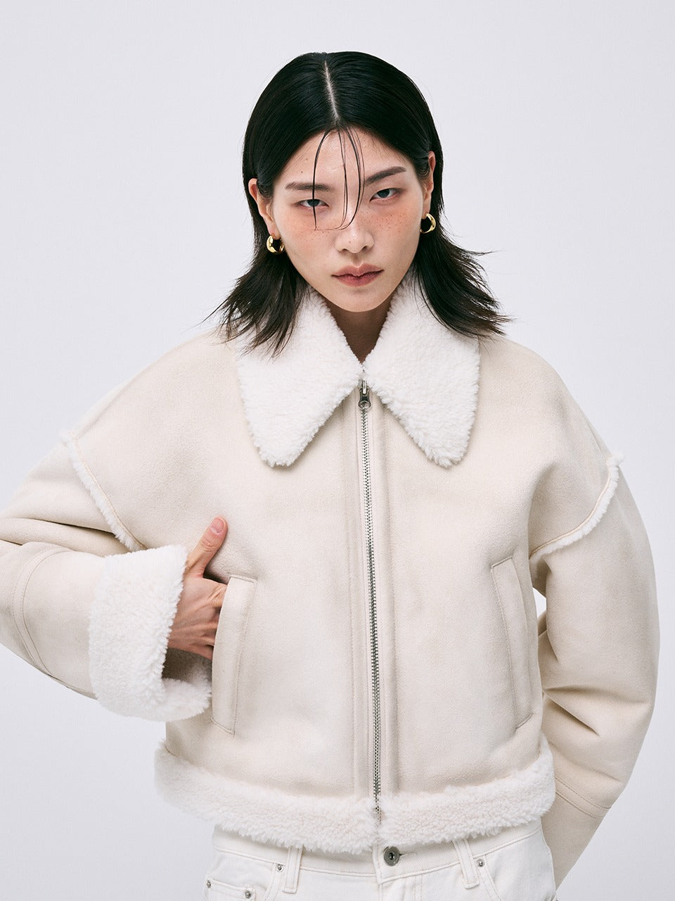 SHEARLING CROPPED MUSTANG JACKET_IVORY