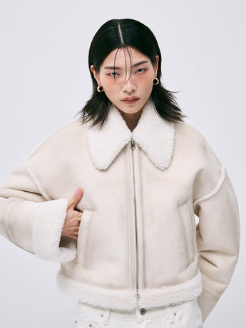 SHEARLING CROPPED MUSTANG JACKET_IVORY