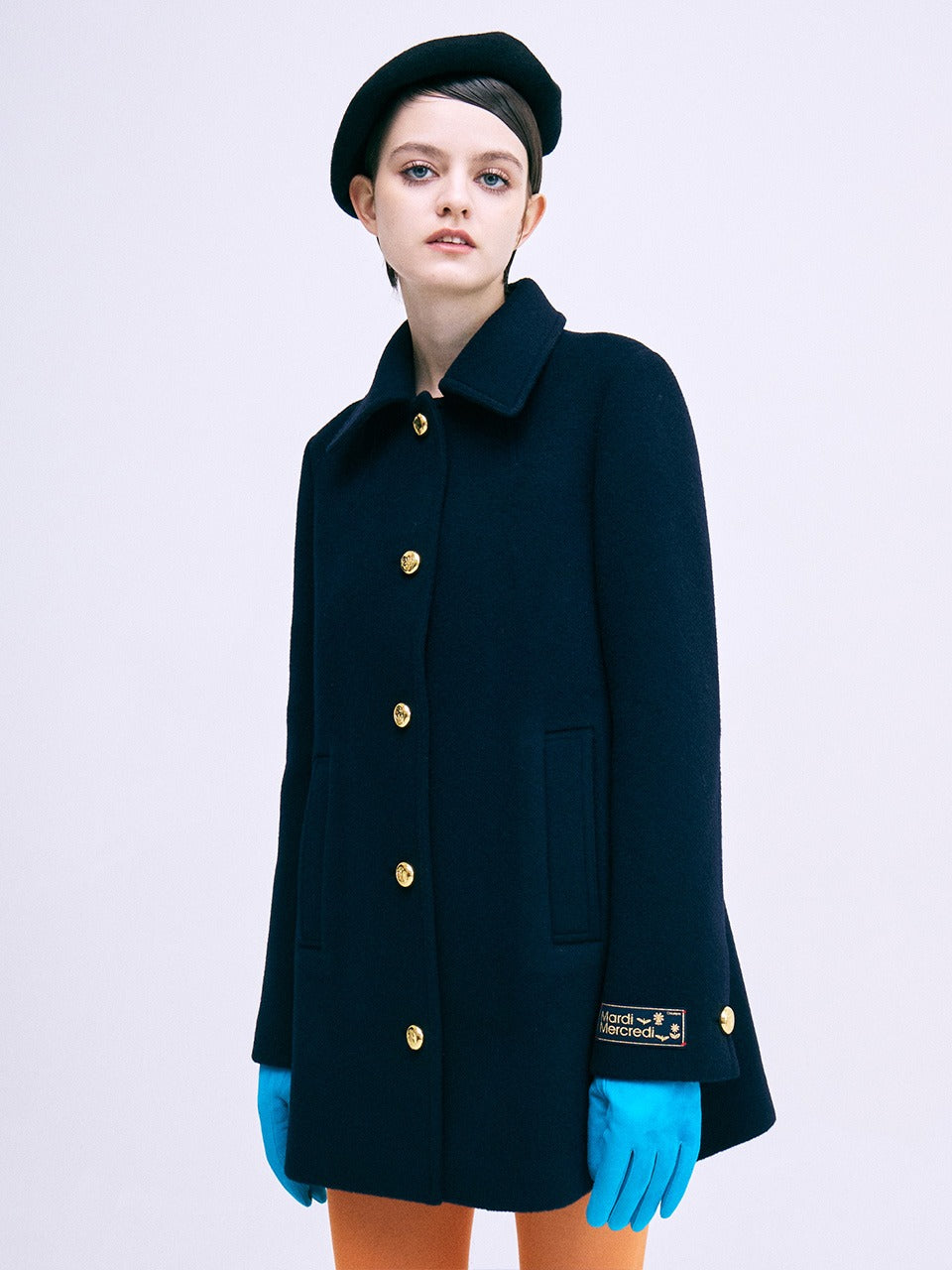 WOOL A LINE JACKET_NAVY