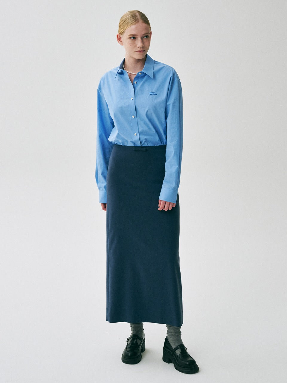 MAXI SKIRT SLIT_BLUE
