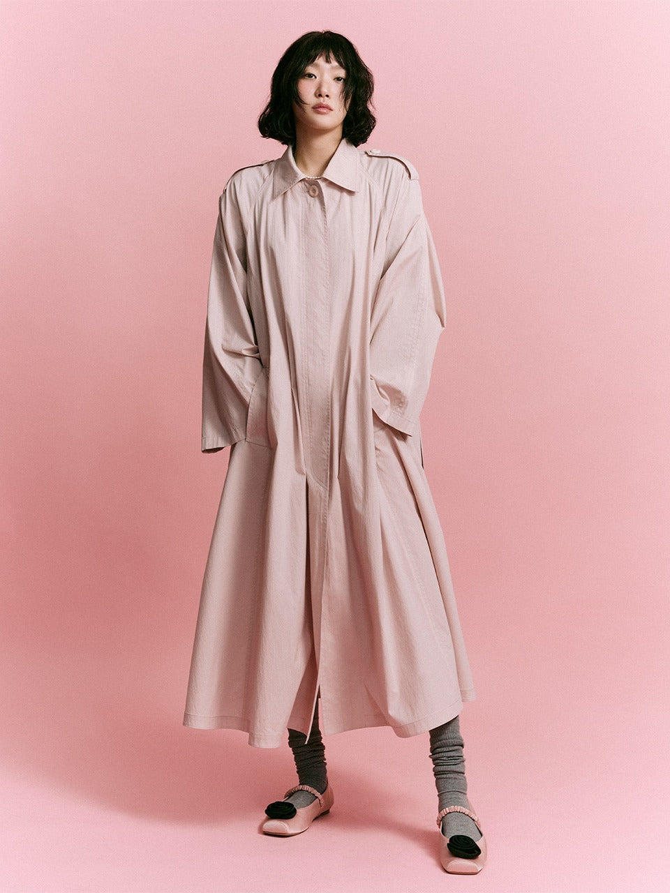 BELTED TRENCH COAT RAGLAN_PINK