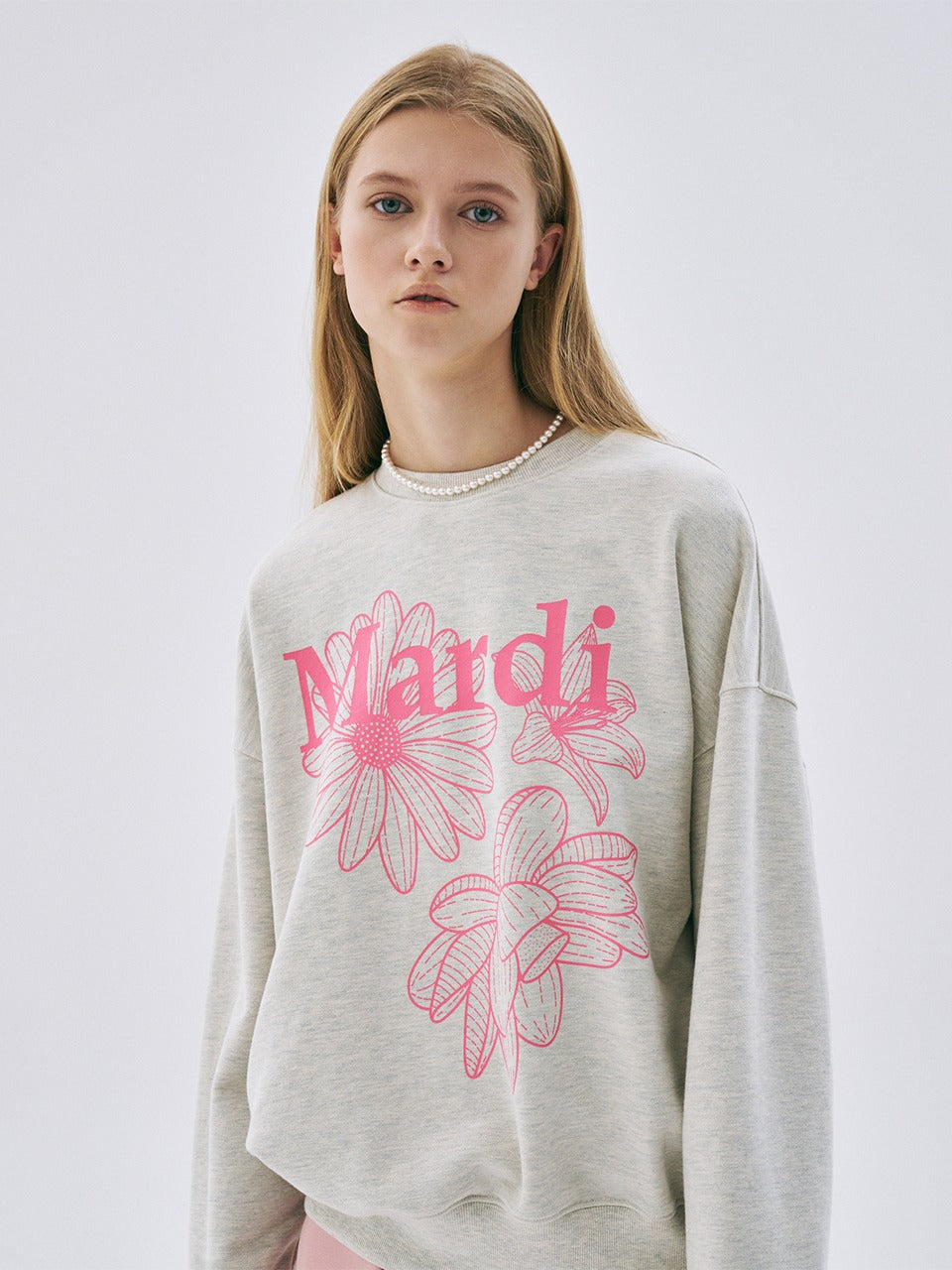SWEATSHIRT TRIPLE FLOWER_OATMEAL PEONY