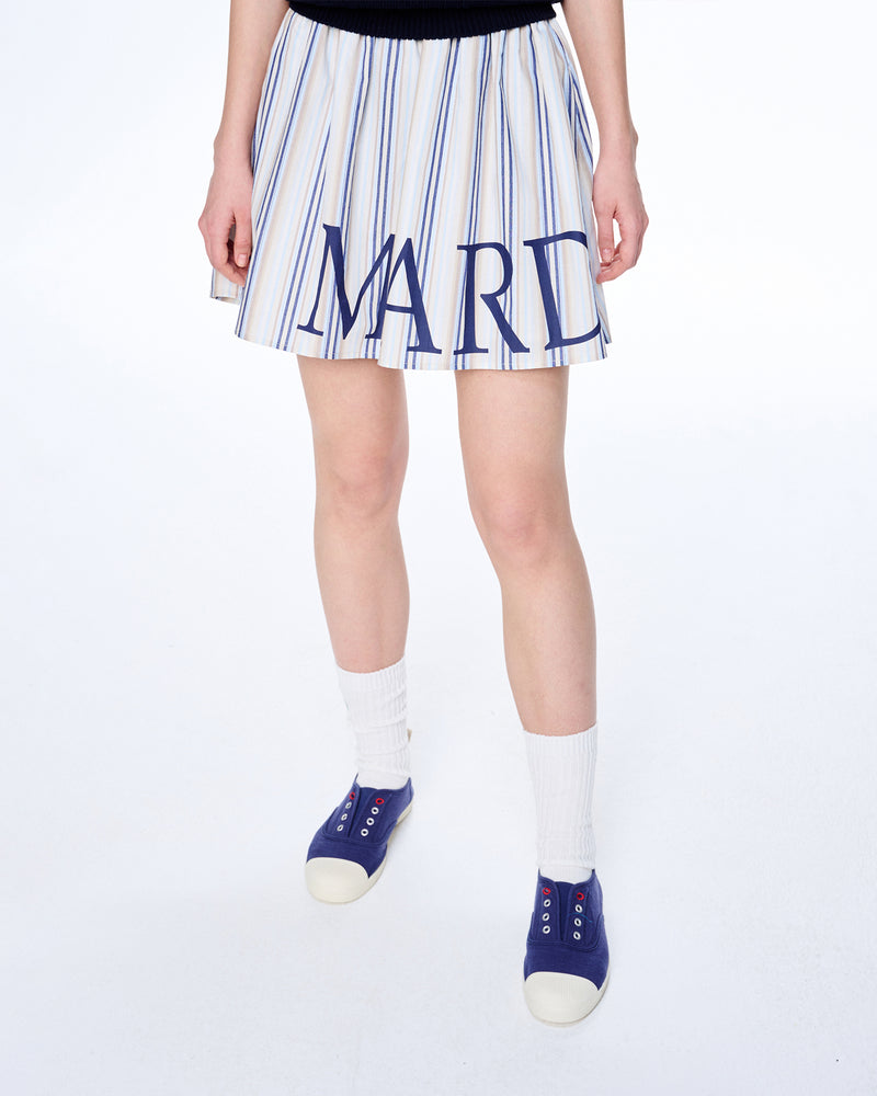 FLARE BANDING SKIRT STRIPE (BEIGE NAVY)