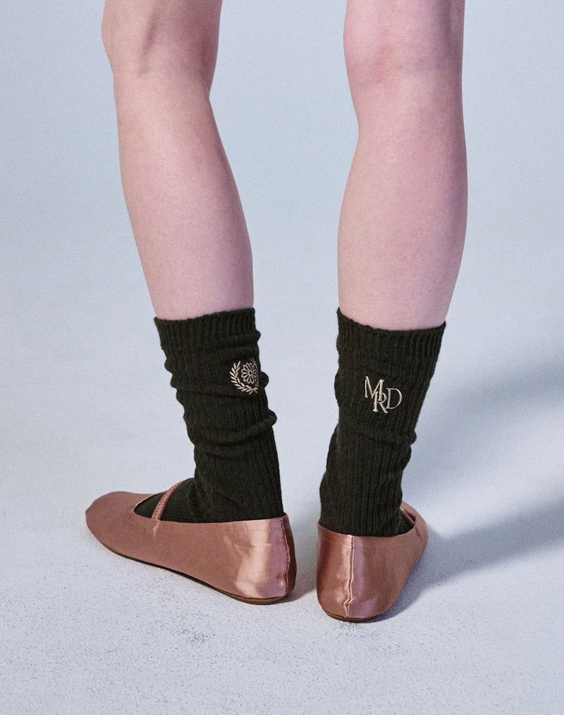 LONG SOCKS MRD LOGO (DARKBROWN KHAKI)