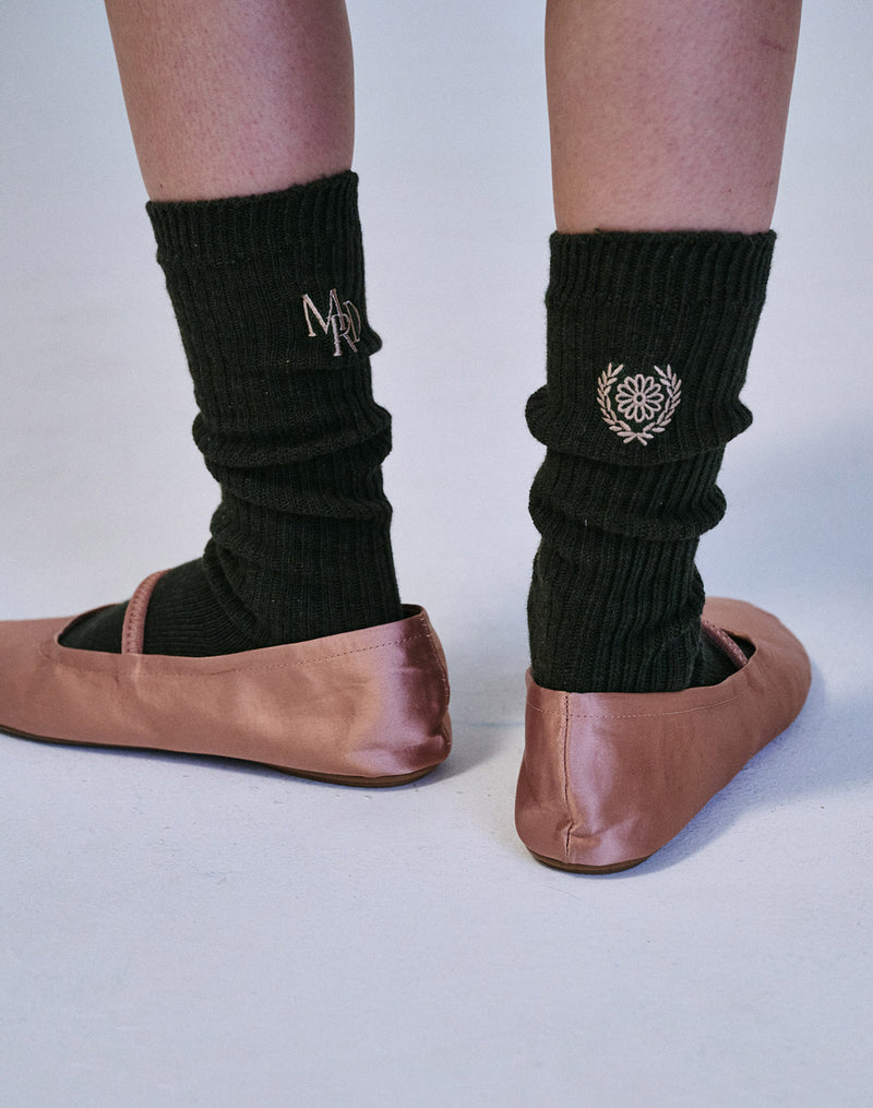 LONG SOCKS MRD LOGO (OLIVE BEIGE)