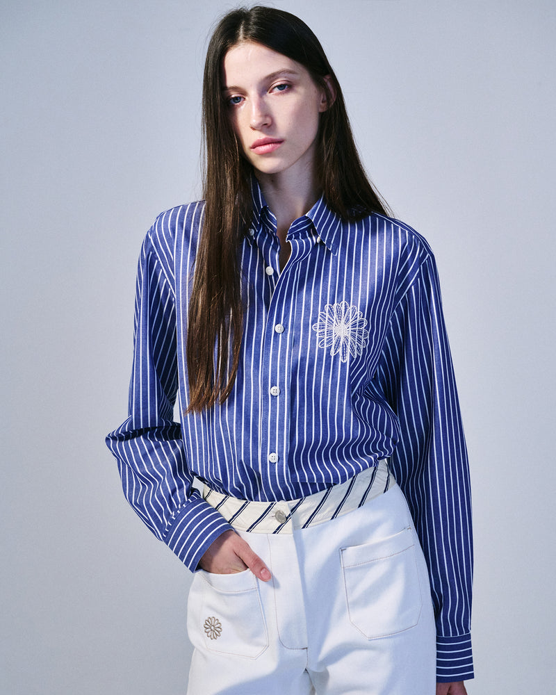 OXFORD SHIRT STRIPE (NAVY IVORY)