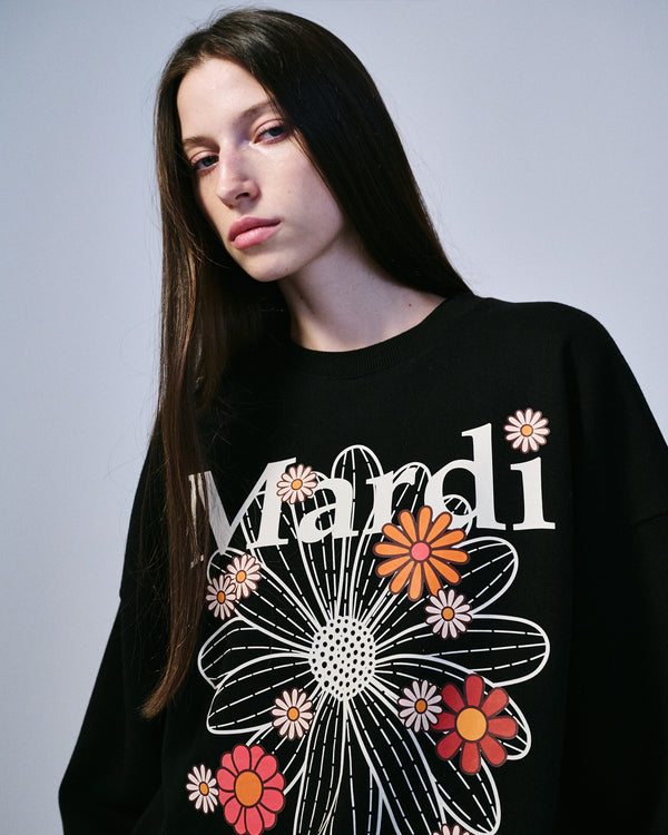 SWEATSHIRT FLOWERMARDI BLOSSOM (BLACK CREAM)