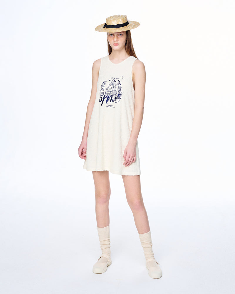 TERRY MINI SLEEVELESS DRESS BON VOYAGE (IVORY NAVY)