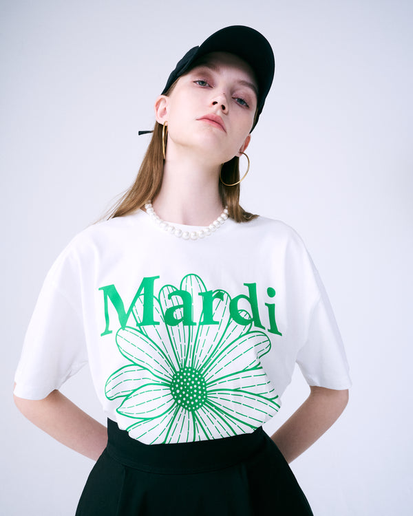 TSHIRT FLOWER MARDI (WHITE GREEN)