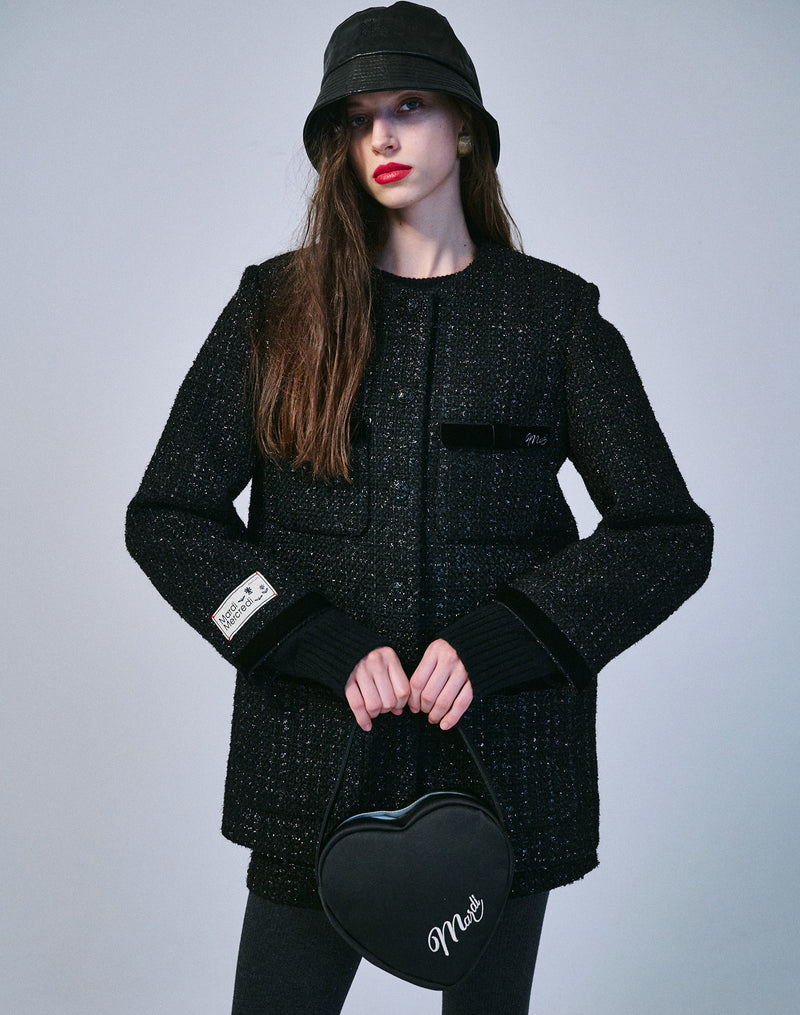 TWEED OVERSIZED JACKET (BLACK)