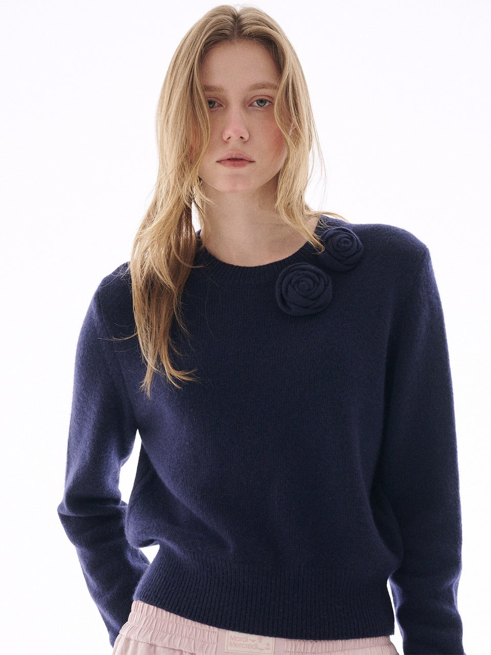 CASHMERE CREW NECK ROSE_NAVY