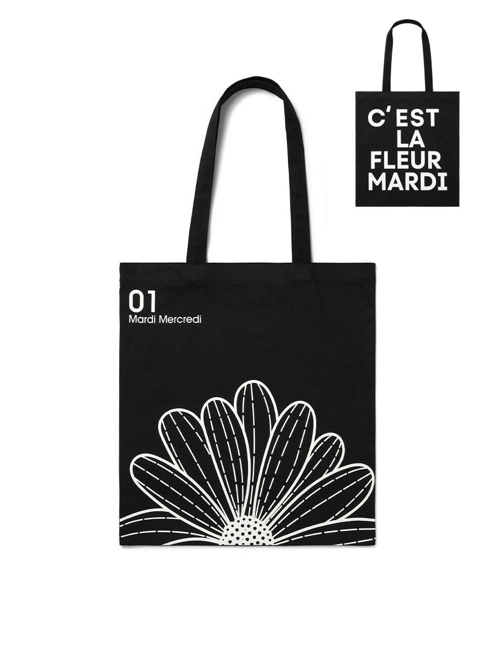 CANVAS BAG FLOWER_BLACK WHITE