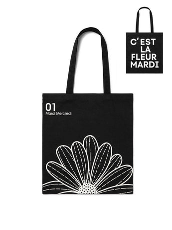 CANVAS BAG FLOWER_BLACK WHITE