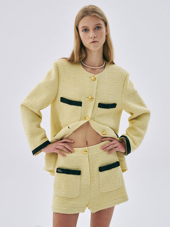 SPRING TWEED SHORTS_YELLOW