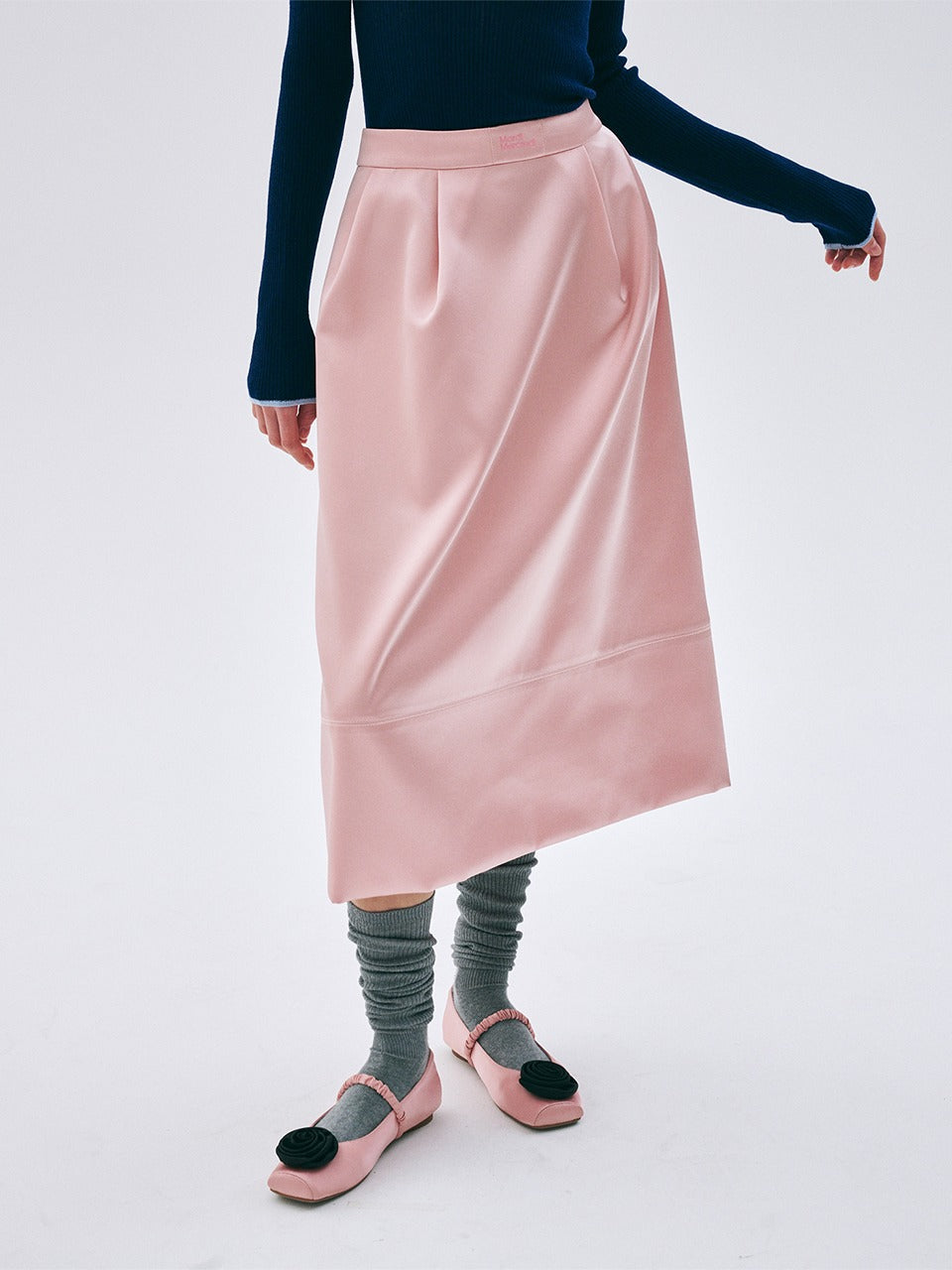 MAXI FLARE PEGGED SKIRT_PEACH