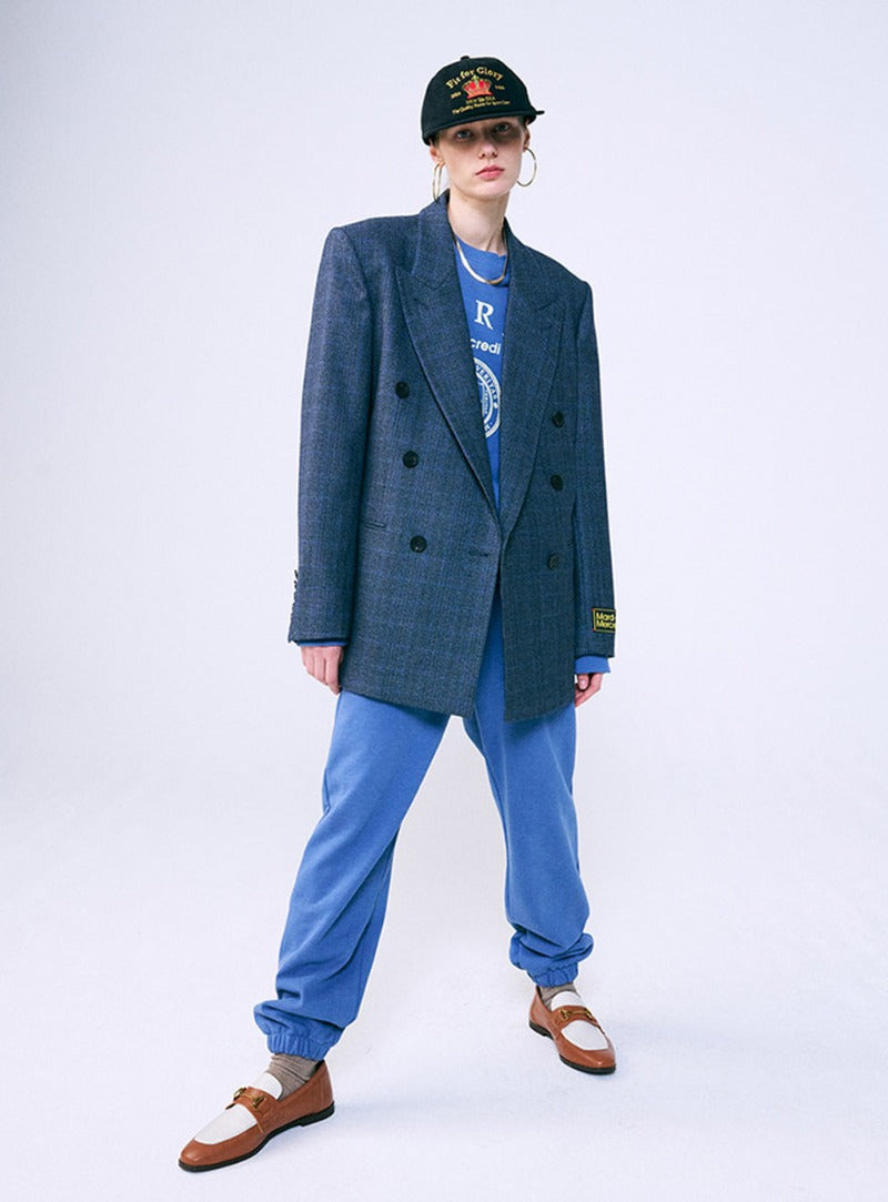 WOOL BLAZER DOUBLE CHECK_NAVY