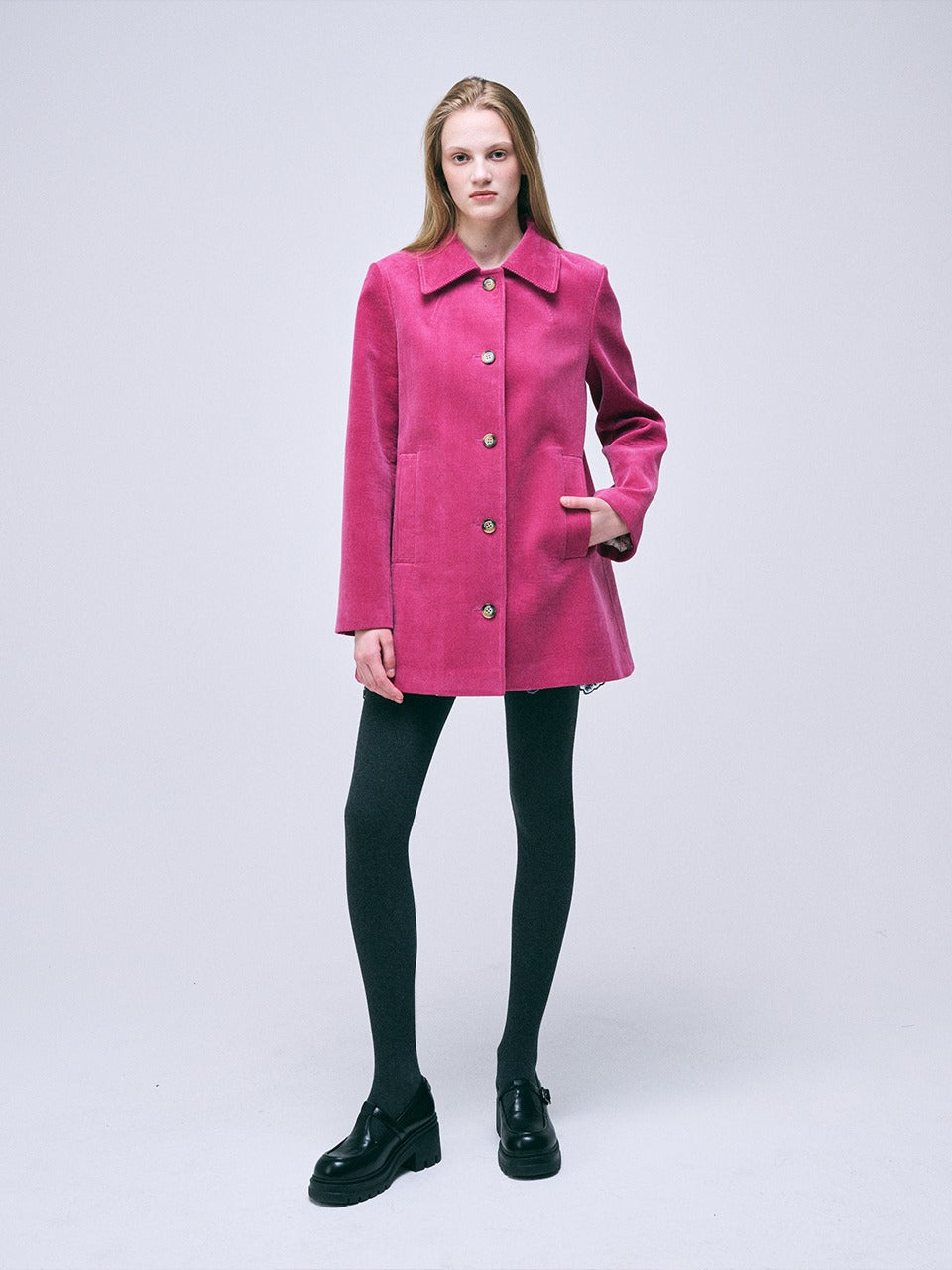 CORDUROY A LINE JACKET_PINK