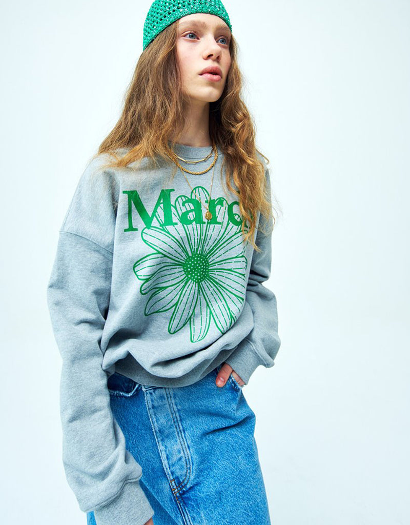 SWEATSHIRT FLOWER MARDI (GREY GREEN)