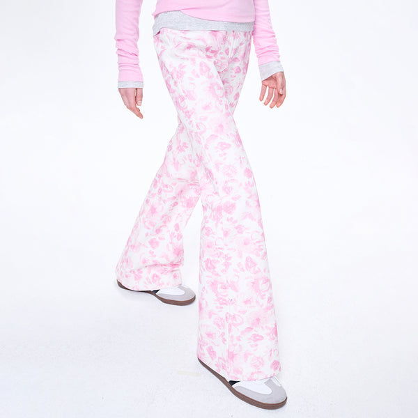 FLARE JEANS FLORAL (PINK)