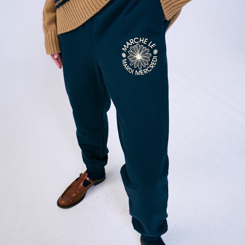 SWEAT PANTS MARCHE EMBLEM  (NAVY CREAM)