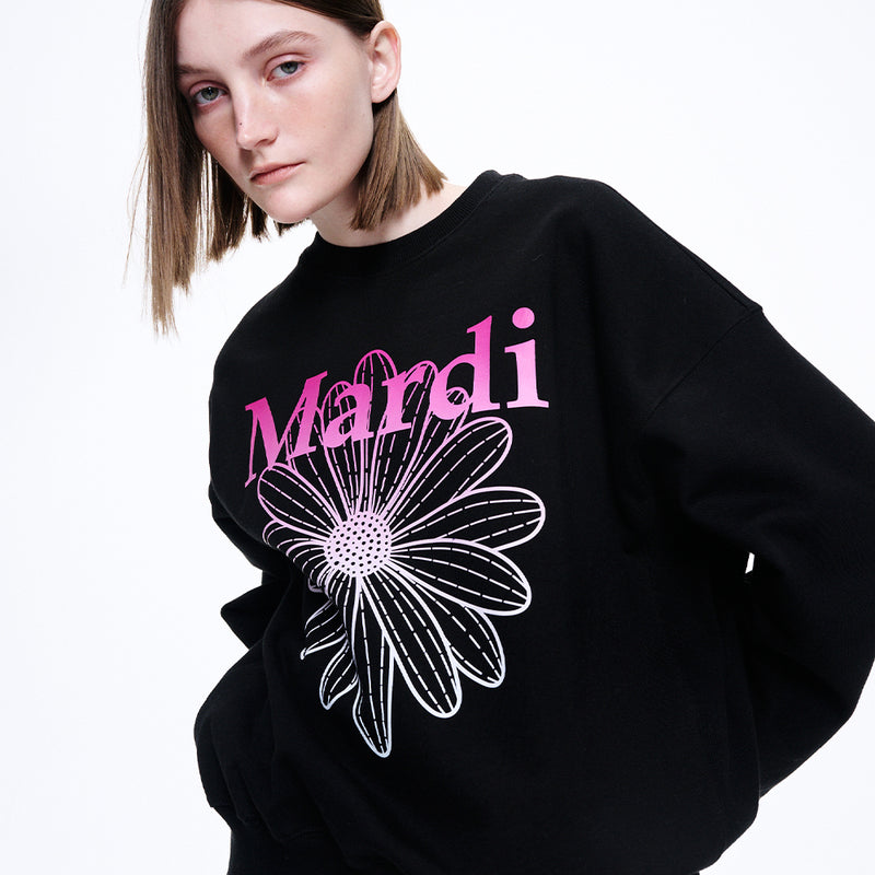 SWEATSHIRT FLOWERMARDI GRADATION (BLACK PINK)