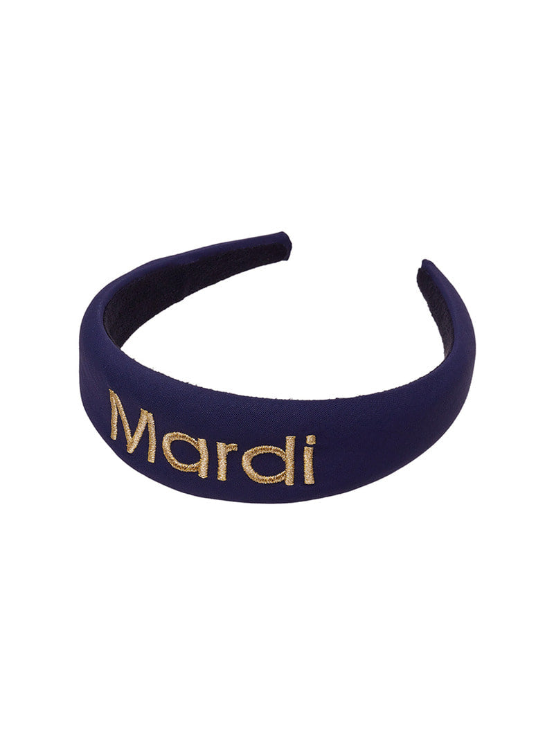 HAIR BAND LOGO METALLIC NEEDLEWORK (NAVY GOLD)