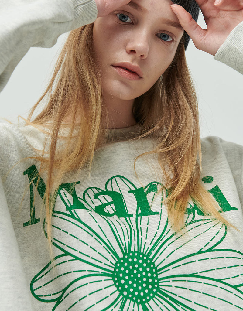 SWEATSHIRT THE FLOWER MARDI (OATMEAL GREEN)